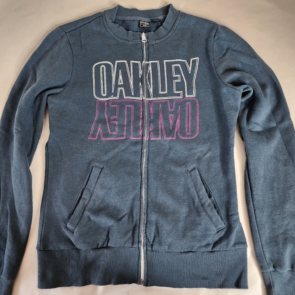 Oakley Sweatshirt Jacket Blue Zip-Up Long Sleeve Women's Size Small